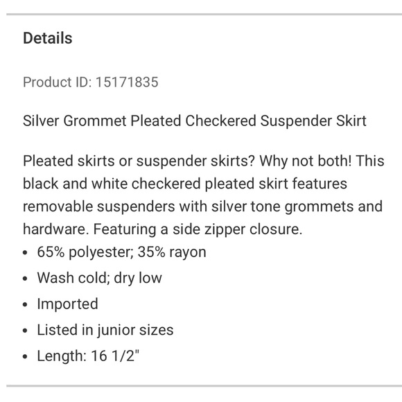 HOT TOPIC Silver Grommet Pleated Checkered Suspender Skirt Dress Black White  L - Picture 12 of 12